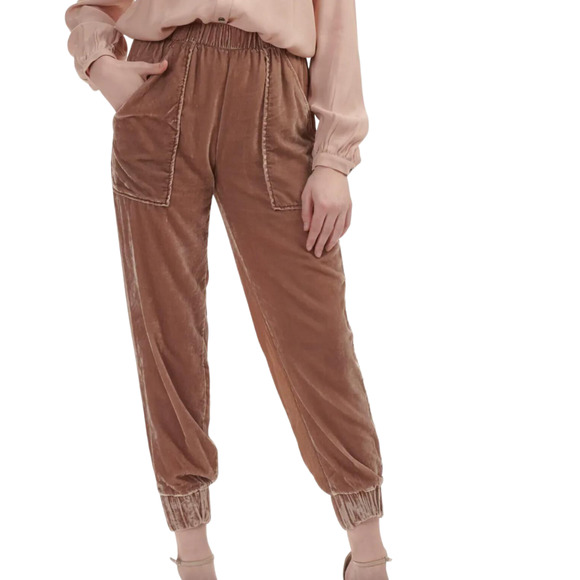 Splendid Pants - Splendid Ryan Velvet Rosewood Joggers Tan Size XL NWT $168.00